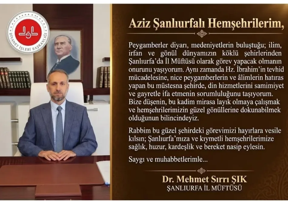 Şanlıurfa İl Müftüsü Dr. Mehmet Sırrı Şık Görevine Başladı